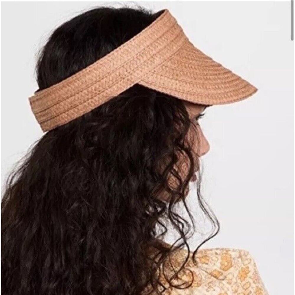 Madewell Womens Packabale Visor Hat Straw Brown Adjustable Beach One Size - Picture 2 of 10